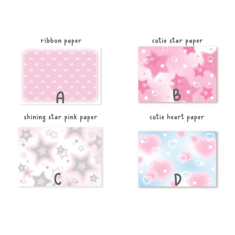 [sharing] ready stock nevertheless a4 paper cute pretty korea ribbon bow star pink blue kertas alas 