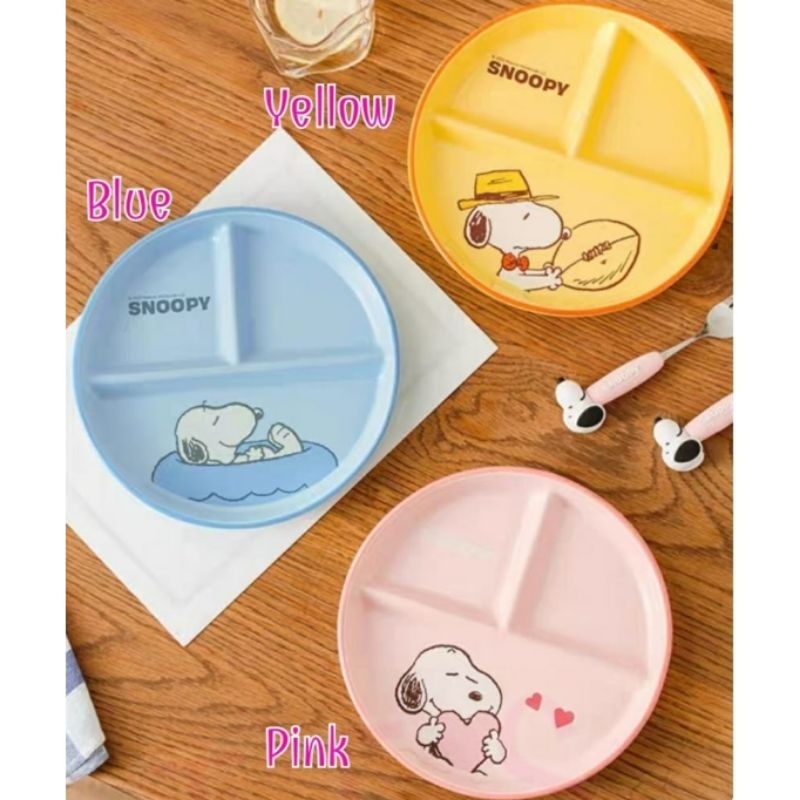 CL Piring sekat 3 keramik Snoopy ori