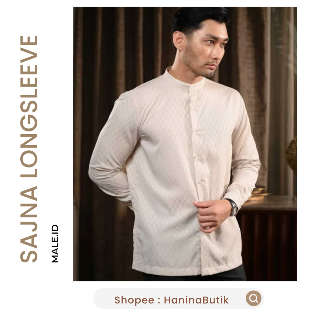 (𝗦𝗜𝗔𝗣 𝗞𝗜𝗥𝗜𝗠) SAJNA LONG SLEEVE KOKO LENGAN PANJANG BEIGE SIZE XL SAJNA SERIES by HEYMALE MALE.ID LOC