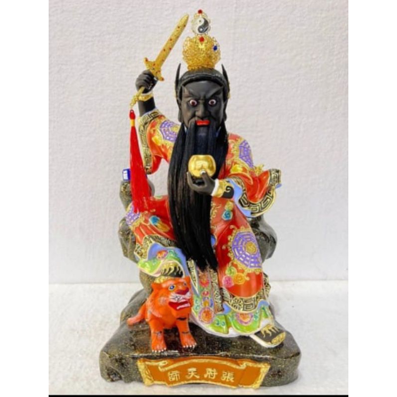 patung dewa Zhang tian shi  / Tio tian shi - 12inch - kayu taiwan