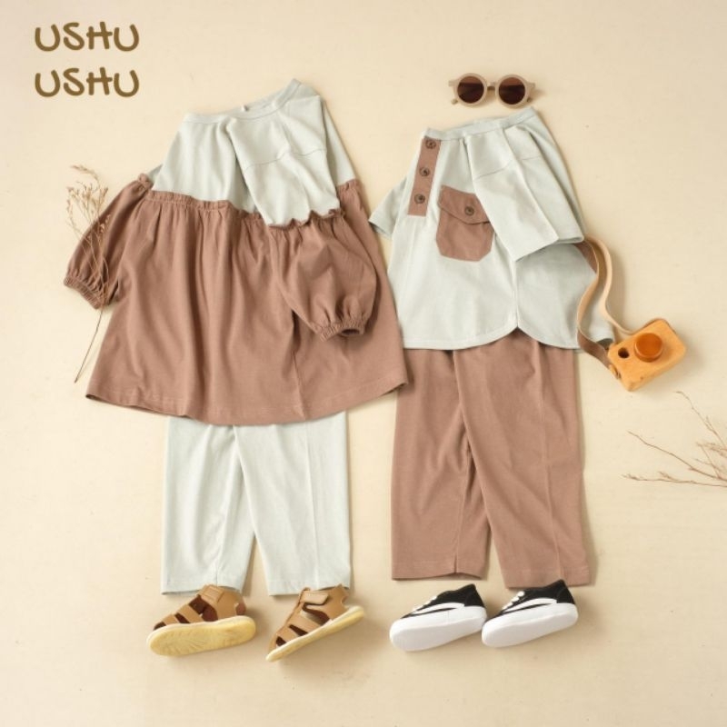 kode ke - READY BOYS KOKO SET / SETELAN KOKO anak  USHU NGAJI SERIES SEAFOAM 4TH 100% cotton / kaos