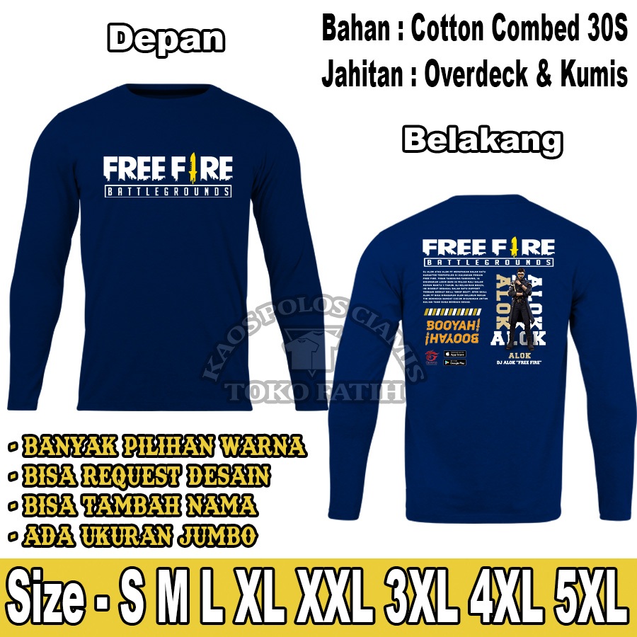 Kaos Karakter Free Fire Dewasa Unisex  ALOK Lengan Panjang Combed 30S