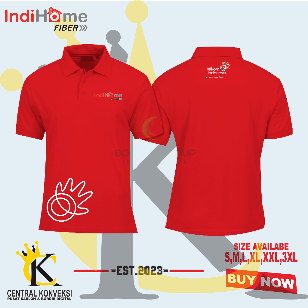 Kaos Kerah Indihome Fiber / Polo Shirt Indihome Fiber Telkom Indonesia Murah