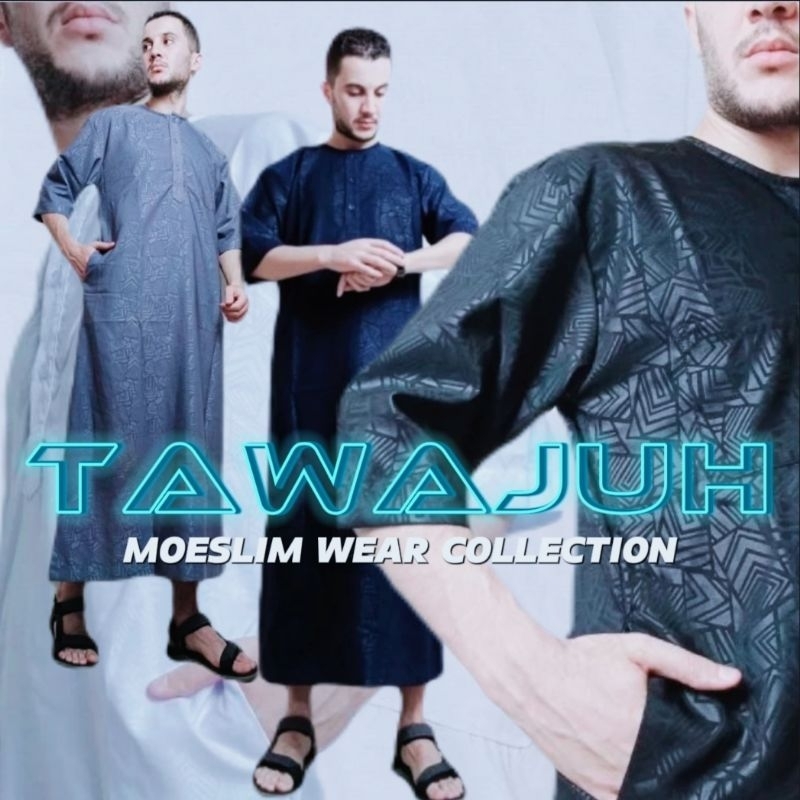 Tawajuh-Jubah pria dewasa motif Embos-Gamis pria model terbaru-Jubah motif Embos puzle-jubah lengan 