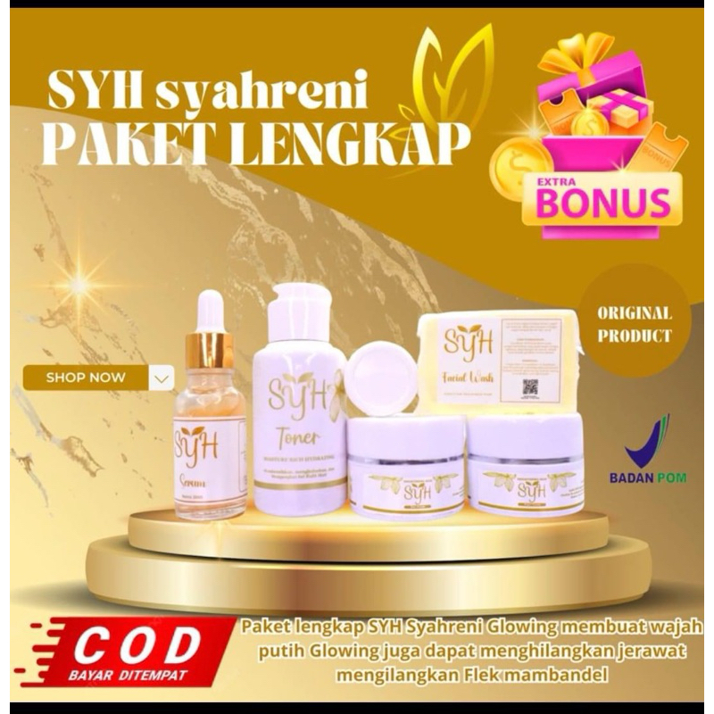SYH SKIN/PAKET LENGKAP/ CREM FLEK/ SYR GLOWING ORIGINAL ( KEMASAN BARU )