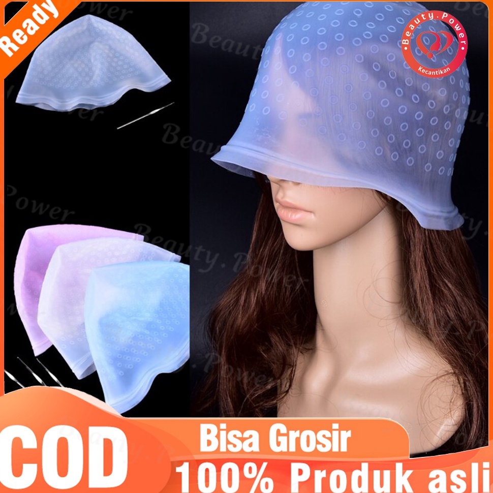 Promosi Menarik topi semir rambut karet silicon highlight cat rambut magic cap topi semir semir ramb