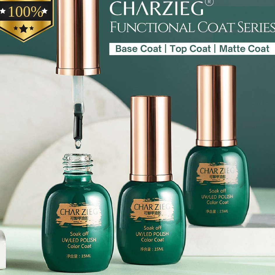 Makin laris AB Charzieg Base Top Matte Coat UV GEL POLISH  NAIL GEL POLISH  KUTEK GEL UV  CHARZIEG G