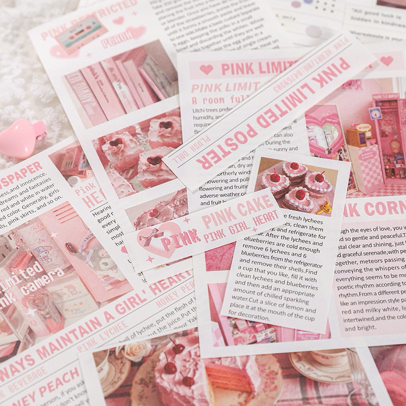 

5 lbr Kertas Dekorasi untuk Jurnal DIY Scrapbook Aesthetic Newspaper Style