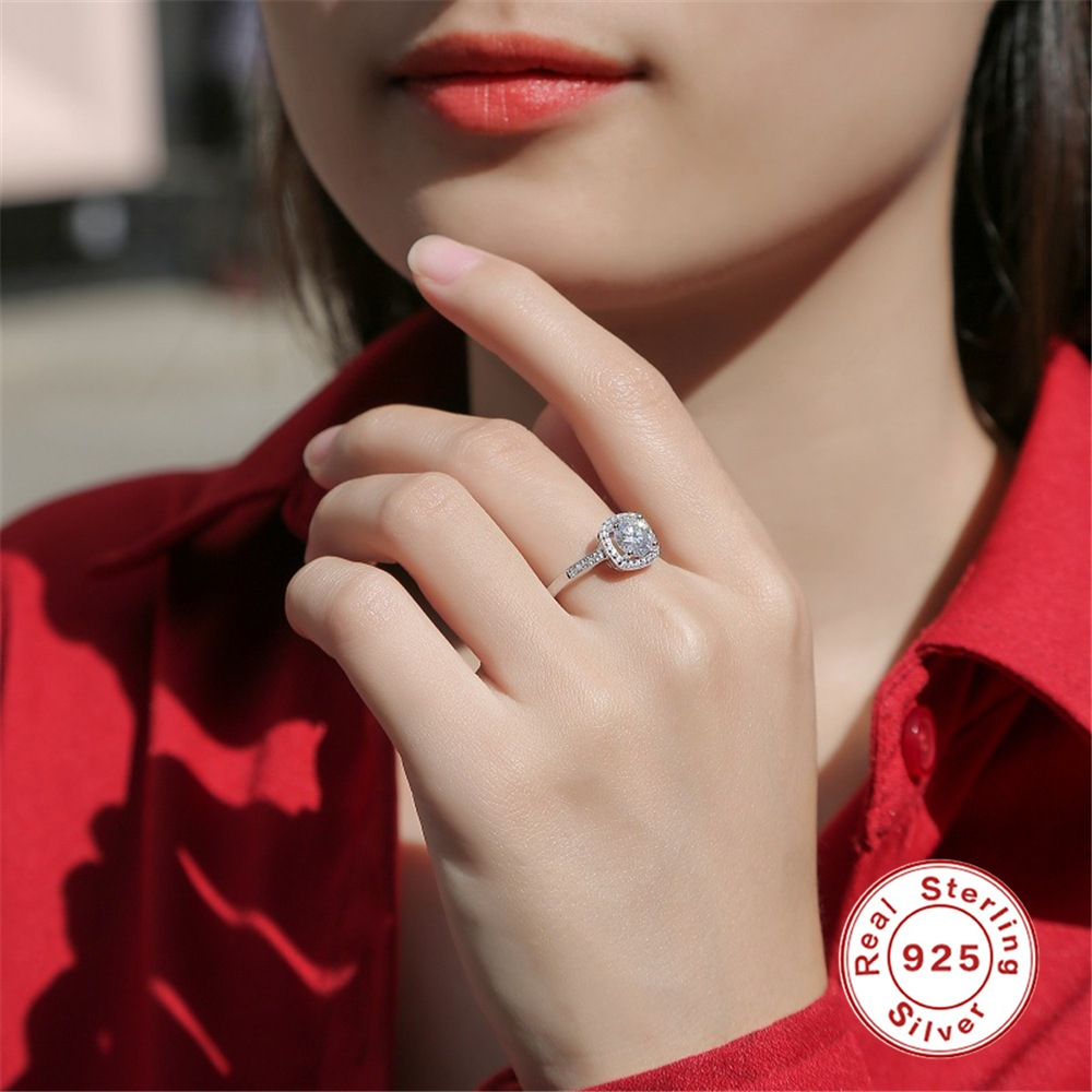 cincin berlian asli permata Fashion cincin moissanite sertifikat gra perak asli 925 bersertifikat ci