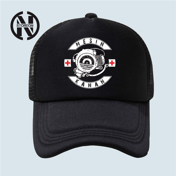 TOPI TRUCKER CAPS LOGO VESPA MESIN KANAN //TOPI GAYA BISBOL CAPS LOGO VESPA MESIN KANAN//TOPI TEAM S