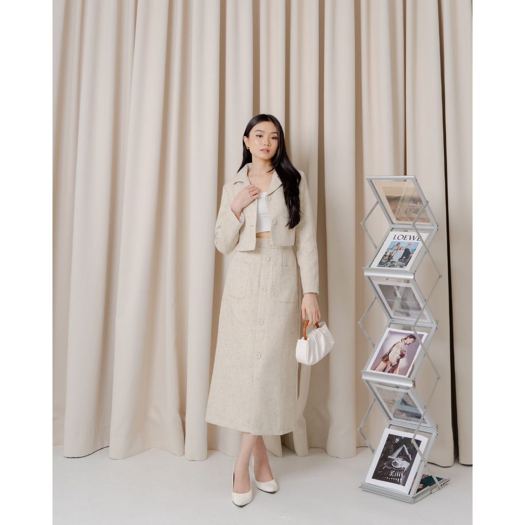 SET TWEED 4139 (BLAZER+SKIRT) ONE SET OFFICE KOREA IMPORT