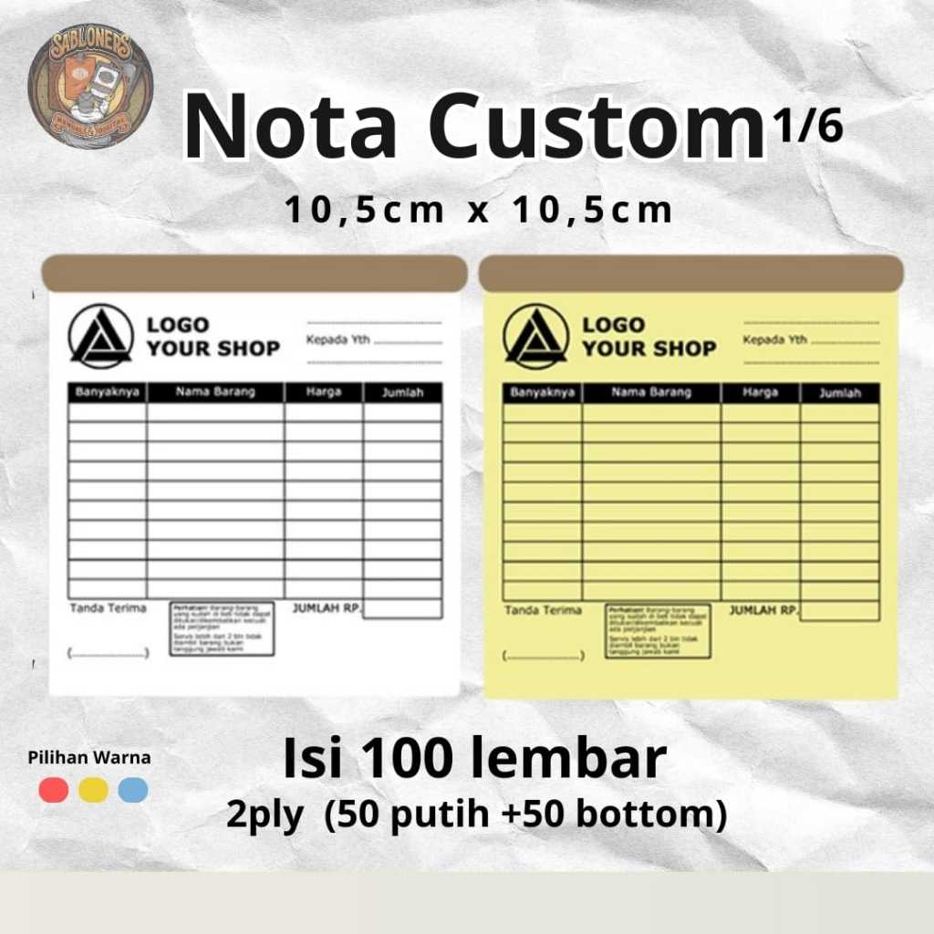 

Cetak Nota Custom 1/6 Folio 2ply Tembusan