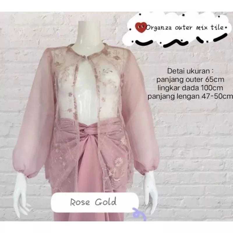 Outer Organza brukat Crop Mix Tile Brukat Mutiara elegan