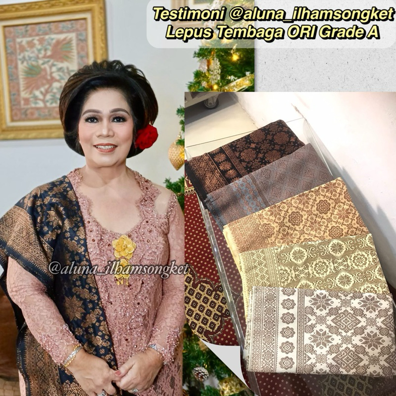 SONGKET LEPUS TEMBAGA ORI GRADE A WARNA ALAM - ILHAM SONGKET PALEMBANG