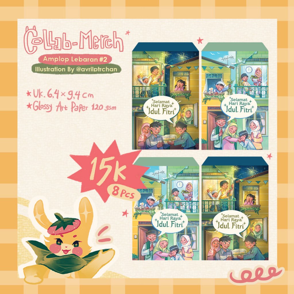 

Amplop Lebaran ilustrasi kebersamaan [by Riciaruu Studio × avrilptrchan]