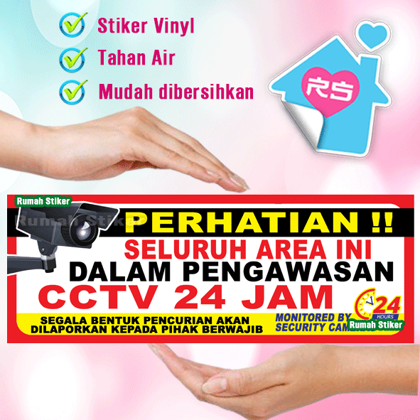 

Stiker Perhatian seluruh area ini dalam pengawasan cctv 24 jam