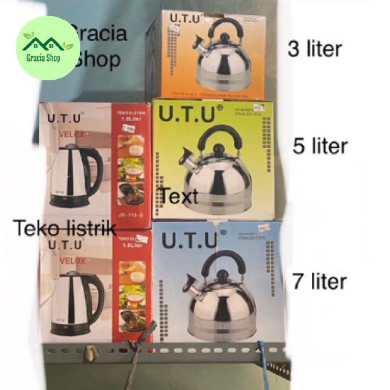 Teko Siul Stainless UTU Ceret Bunyi 3 / 5 / 7 liter Teko listrik 1,8 L