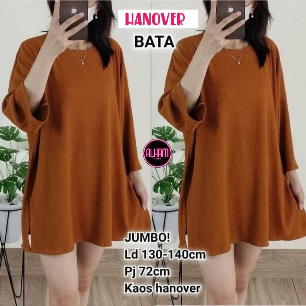 KAOS  POLOS WANITA LENGAN PANJANG JUMBO LD 130 KEKINIAN KOREAN STYLE PAKAIAN WANITA BAJU ATASAN BIG 