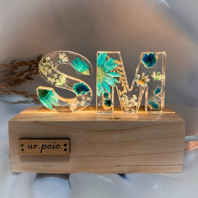 [Poio] LED Lamp custom nama | Lampu resin bunga | Hadiah kado ulang tahun wedding pernikahan wisuda 
