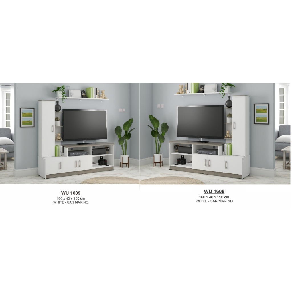 Rak TV Modern Minimalis / Meja TV Warna Putih Bahan Partikel Board