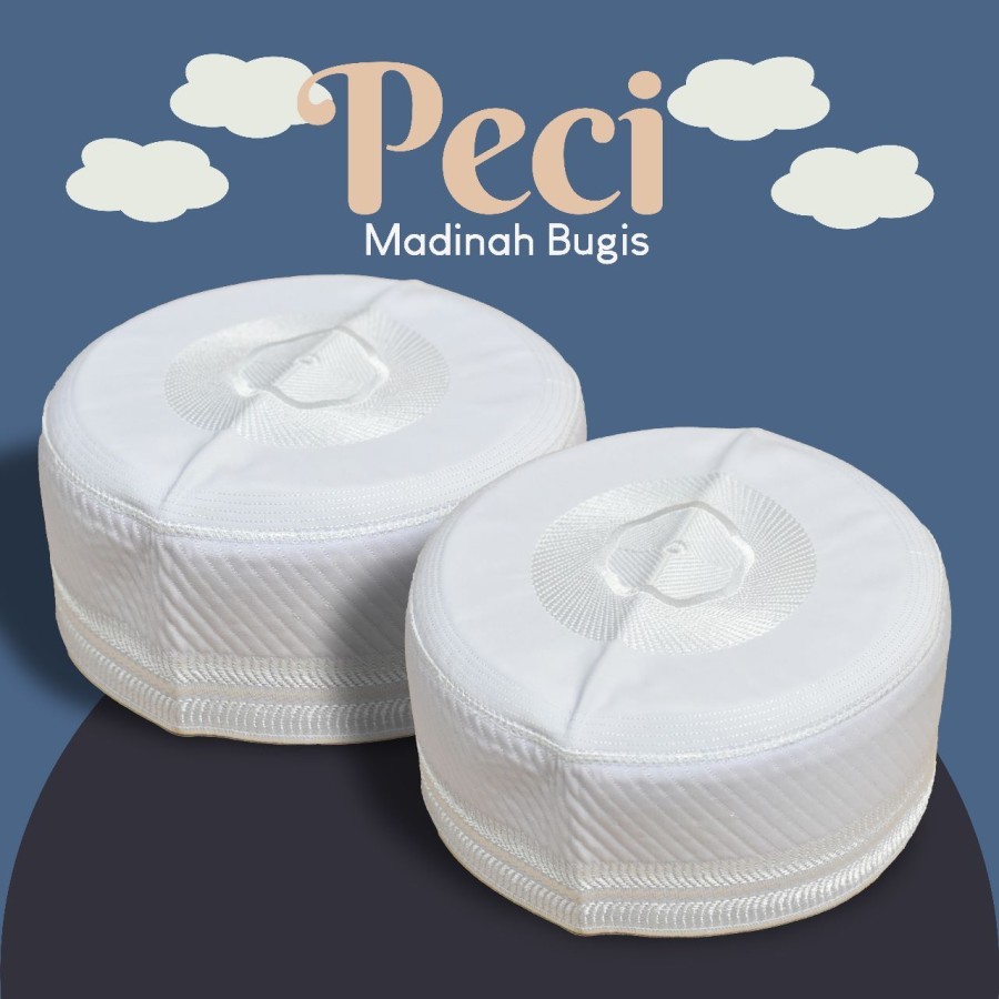 Peci Madinah peci bugis putih motif bordir
