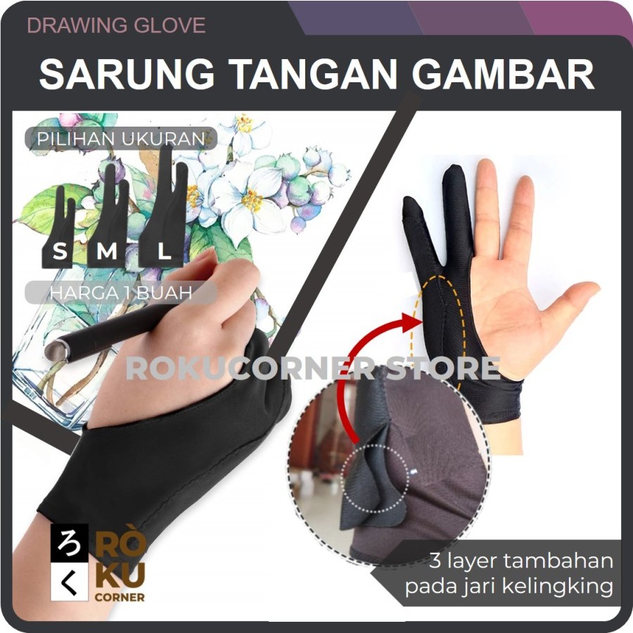 Sarung Tangan Gambar Drawing Manga Anime Glove Pen Tablet Huion Wacom