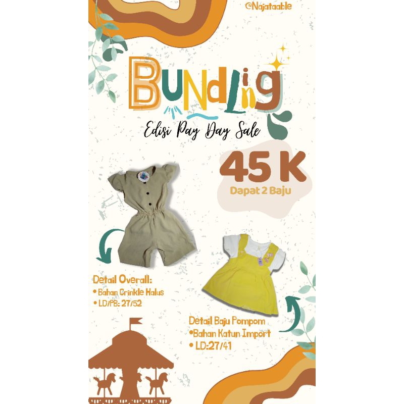 Bundling Package Gamis Hipofant | Overall Bobokids| Jumpsuit MaybeeKids| Baju Pompom