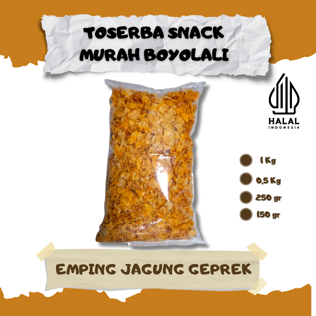 

JAGUNG GEPREK 500gr/ Emping Jagung / Cemilan /Keripik/ Snack kiloan / Snack lebaran