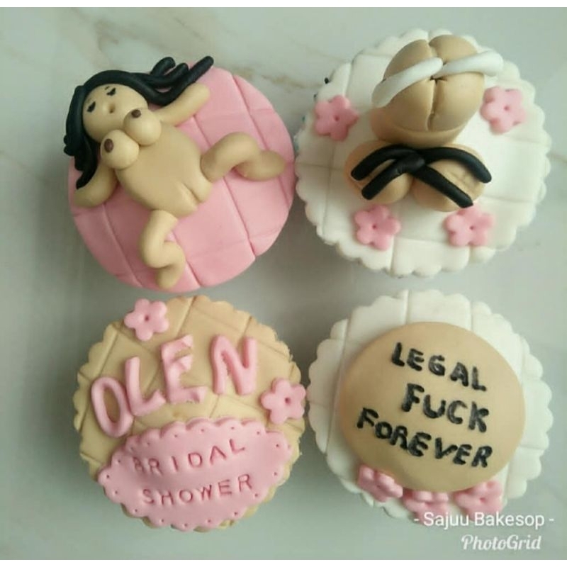 

bridal shower cupcake custom design 4pc