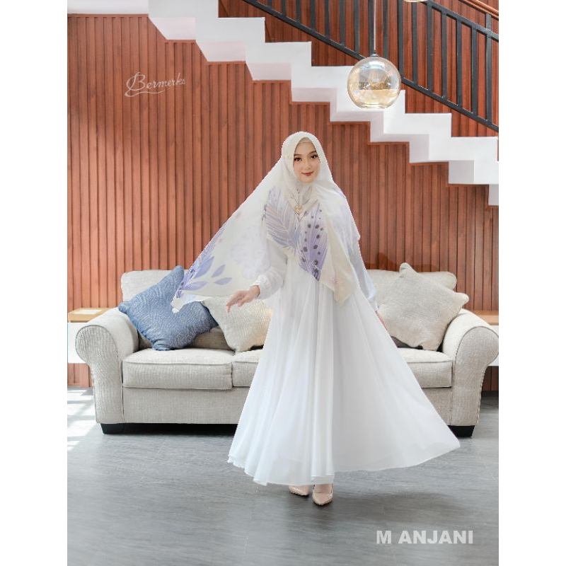 KHUSUS PUTIH ORI BERMERKS GAMIS SYAR'I TERBARU // BERMERKS SYAR'I KHIMAR MOTIF KHUSUS PUTIH