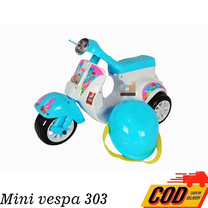 Mainan Anak Vespa Mini Push Fun Bike Sepeda Dorong Anak Balita Plus Helm Roda 3 FD 303