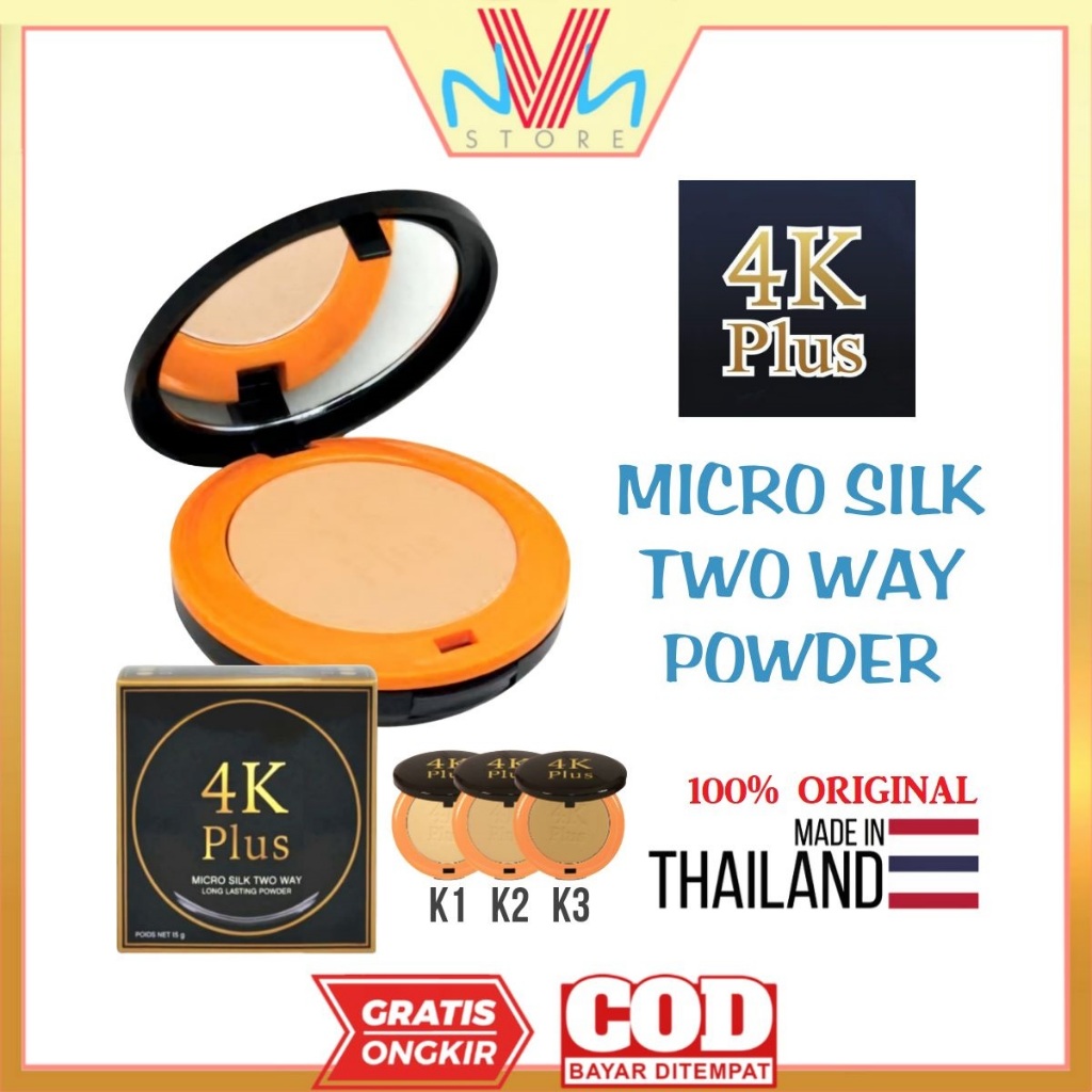 4K PLUS MICRO SILK TWO WAY LONG LASTING POWDER 15g - COMPACT POWDER ORIGINAL THAILAND
