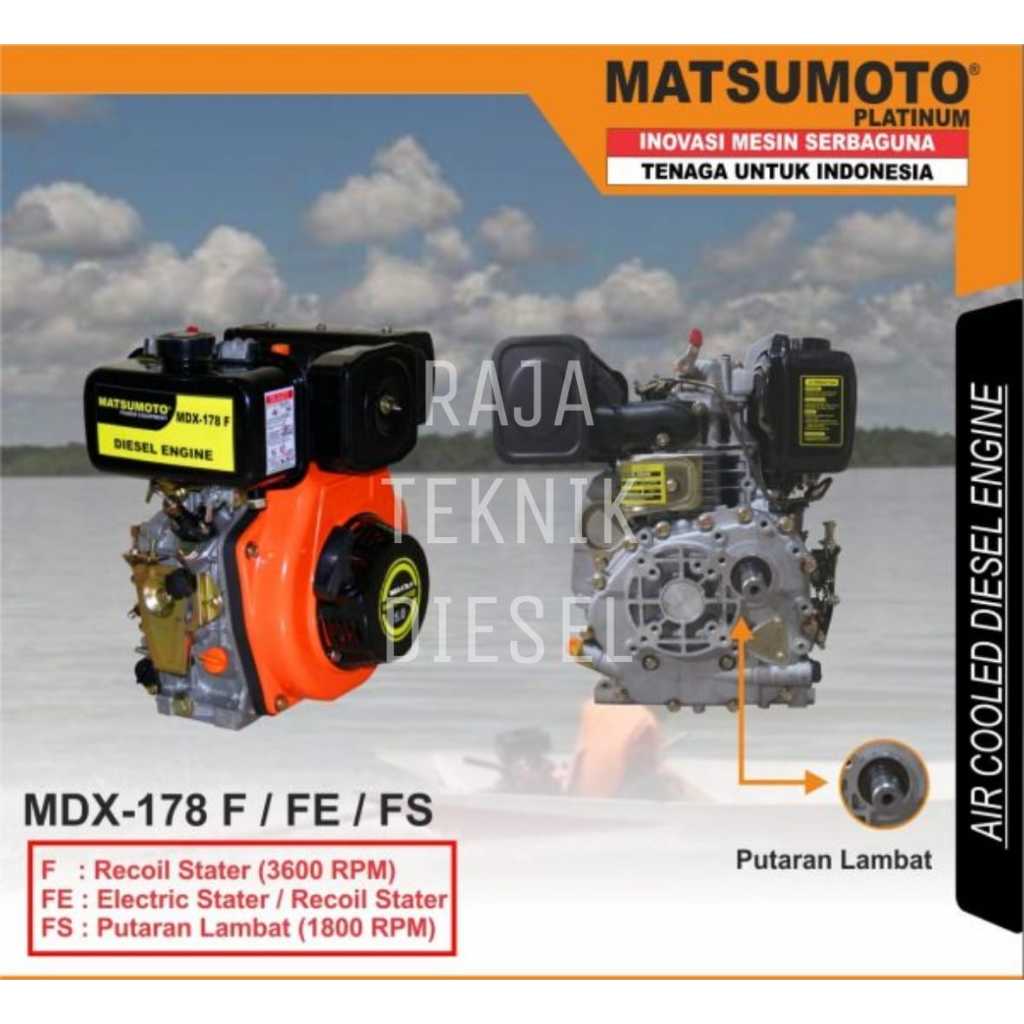 Mesin Penggerak Solar Engine Diesel Matsumoto 7 HP MDX-178 F(PUTARAN CEPAT)/FS(PUTARAN LAMBAT) ORIGI