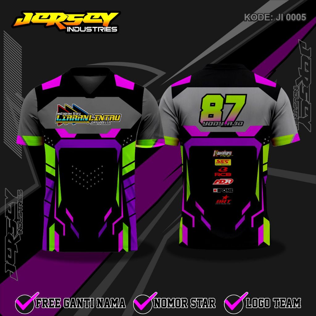 Jersey Nomer Start Racing Keren Simple - Kaos Balap Printing