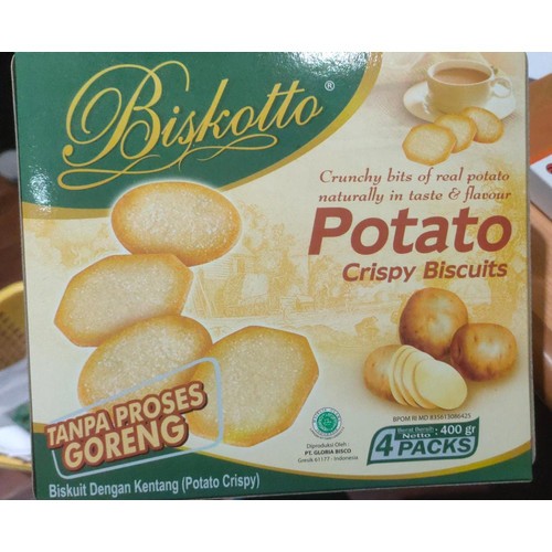 

Biskotto Potato Crispy Biscuits 360gr Box - Biskitop Biskuit Kentang Gurih Renyah Snack Cemilan Murah Enak