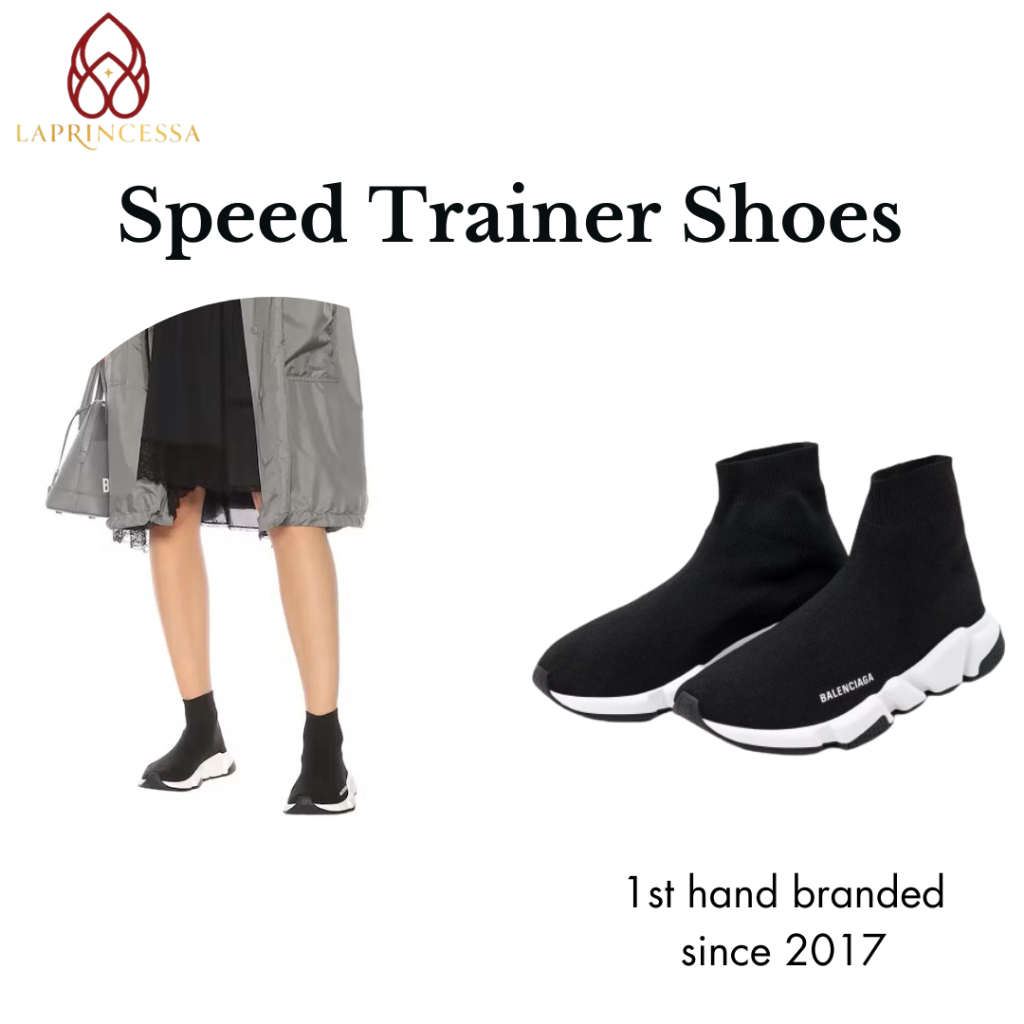 Sepatu Wanita BL CG Speed Trainer Sock Black White / Sneakers Wanita Bal3nci4g4 Rajut Hitam Rubber Sole / Sepatu Wanita Branded Import