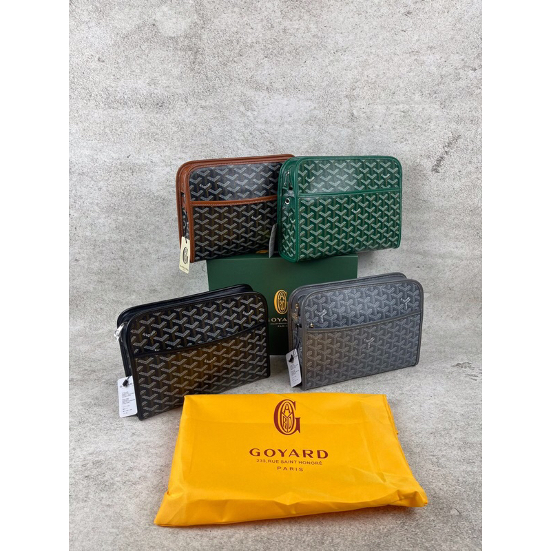 Clutch Goyard Green Brown Grey Black