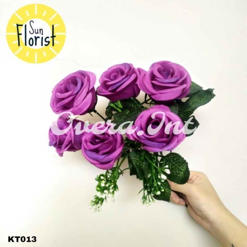 [LUSINAN] Bunga Mawar Kuncup Tropis Cabang 6 Artificial Premium - Mawar Kuncup Kain Bunga Plastik - Dekorasi