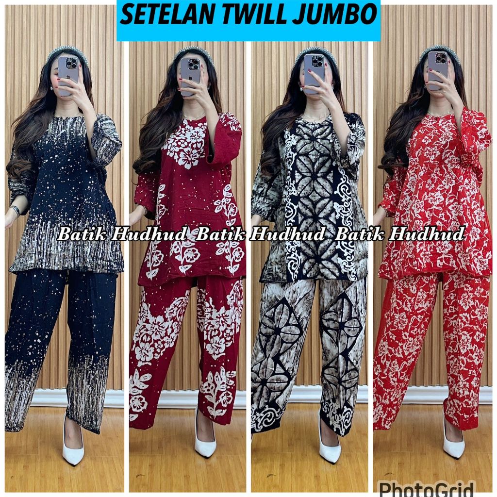 [JDT] - Setelan Cp Twill Ori By Batik Hudhud Cap Malaman Size Jumbo Ld 120 Lengan 7/8 Busui