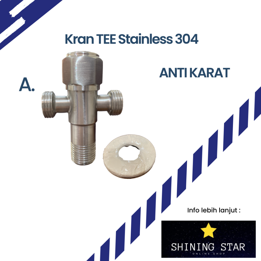 Stop Kran Cabang 2 Chrome / Stop Kran Cabang 2 Stainless / Kran Tee Cabang 2 / Kran Tee Model Dindin
