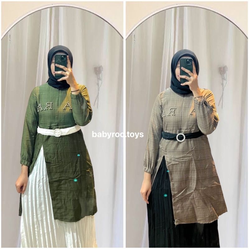 GAMIS PLISKET MOTIF KOTAK L30