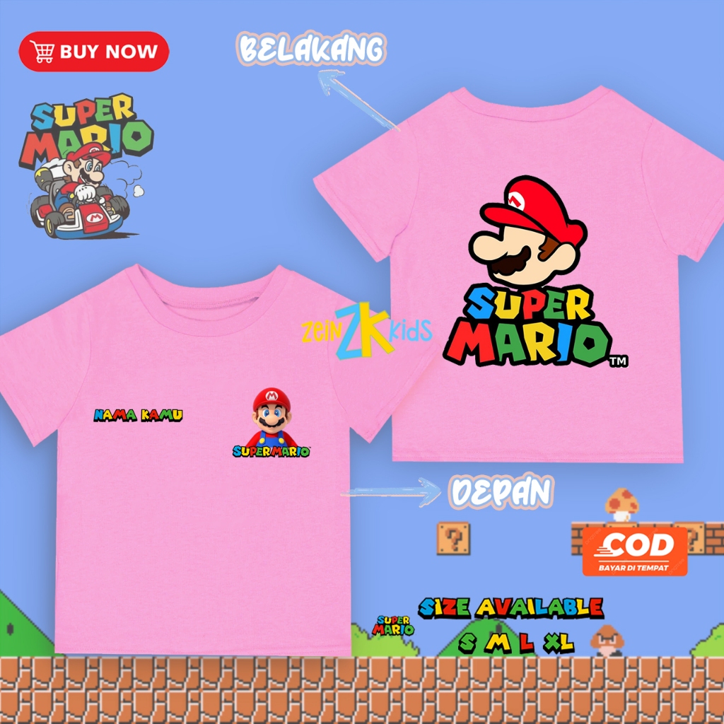 Kaos Baju Anak Super MArio Bros / Kaos Super Mario Anak