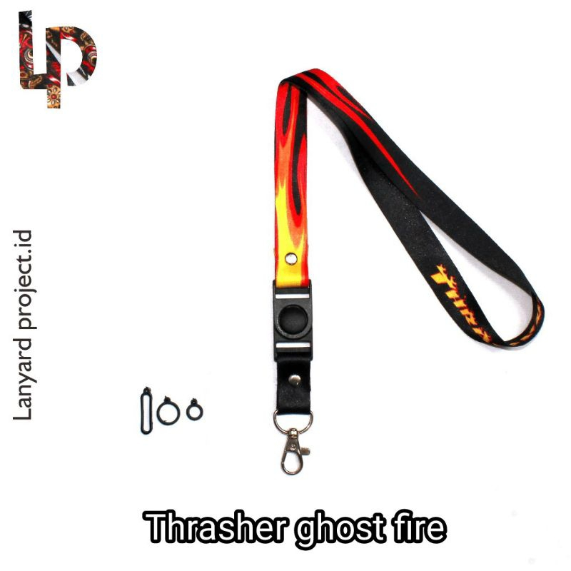 

Gantungan Costum Tali Lanyard Nametag Gantungan Hp Bisa Satuan Full Printing 2cm - Grost fire