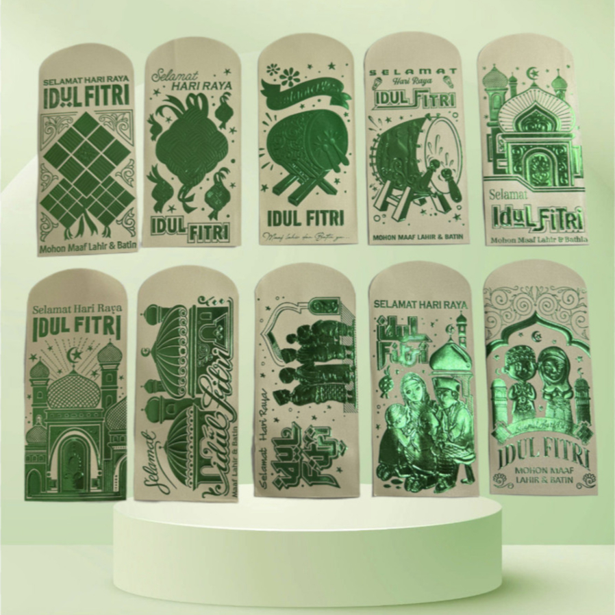 

Amplop Lebaran Poli Mengkilap Panjang / Angpau Amplop Lebaran Premium ukuran L (Putih Hijau)