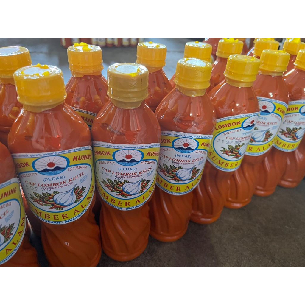 POPPURI SHOP - Kemasan Botol Plastik " SUMBER ALAM " (600ml) - Saos Tomat - Lombok Kuning Spesial - 
