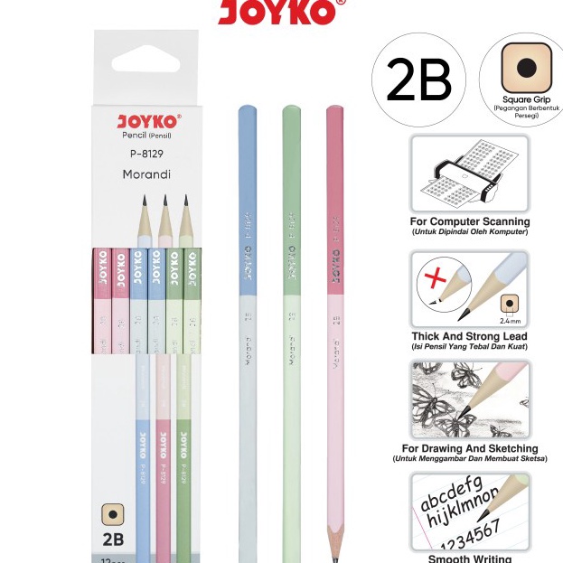 

Pensil Pencil Joyko P8129 2B 1 Box 12 Pcs Morandi
