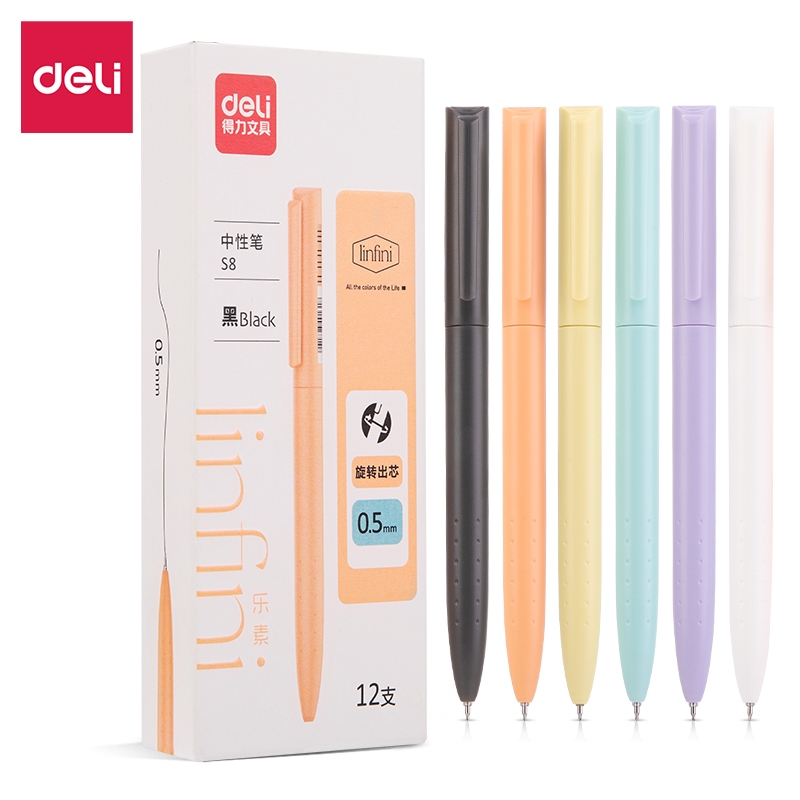 

Deli Linfini 0.5mm Black Twist Gel Pen S8