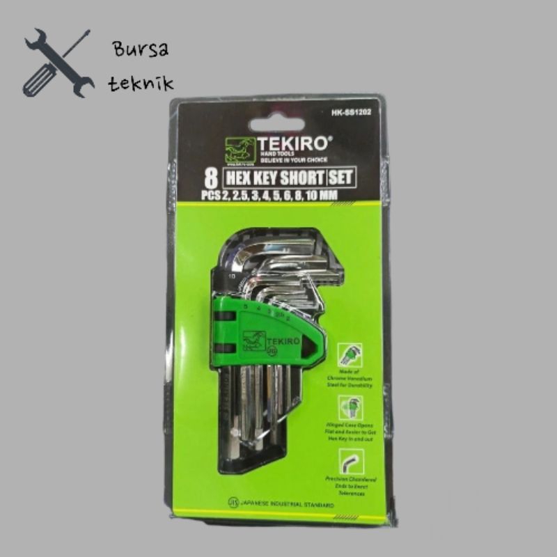 (COD) Tekiro kunci l set pendek mm biasa 8pcs tekiro asli