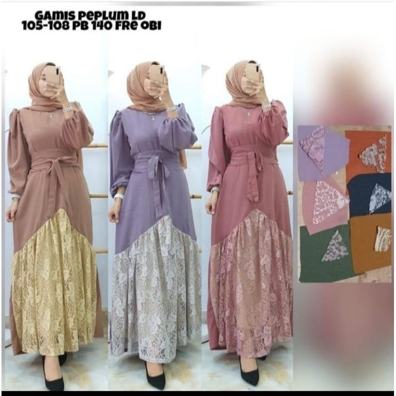 gamis kombinasi brukat
