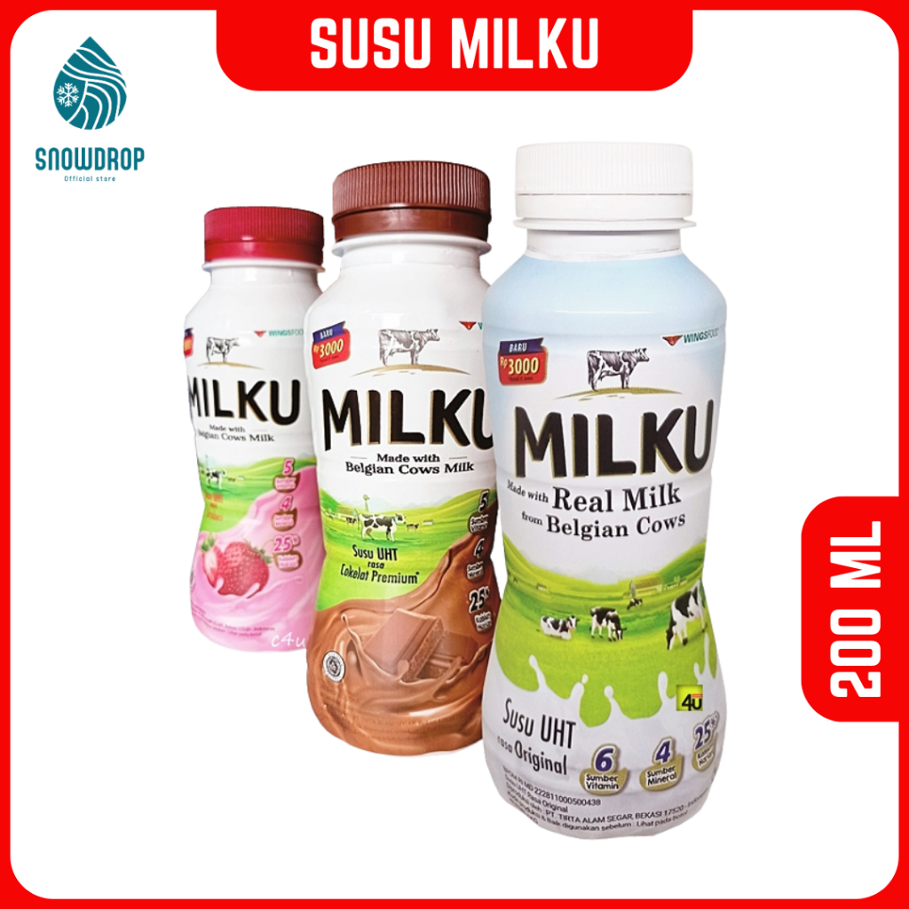 

Milku Susu UHT Premium Rasa Coklat Strawberry & Original 200 ml